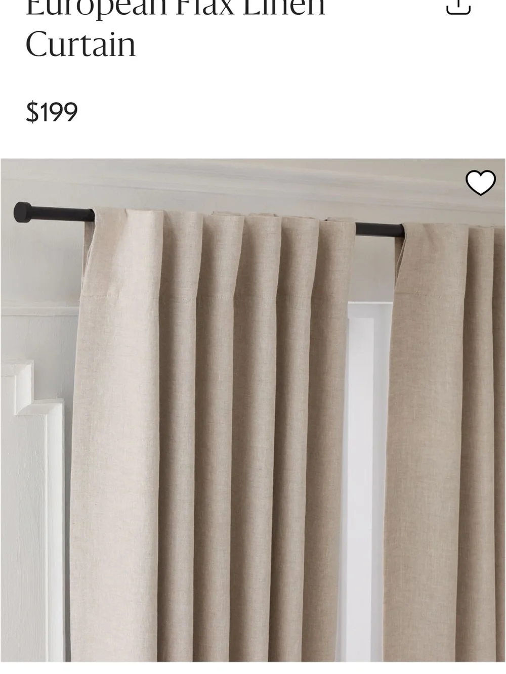 West Elm Linen-Blend Curtain Panel in Light Beige